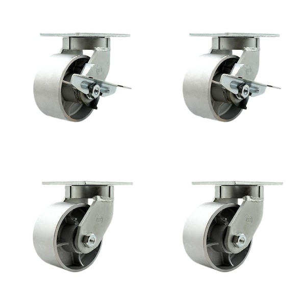 Service Caster 6'' Extra Heavy Duty Semi Steel Cast Iron Caster Set 4 Swivel Locks 2 Brakes, 4PK CRAN-SCC-KP92S630-SSR-SLB-BSL-2-BSL2 - main